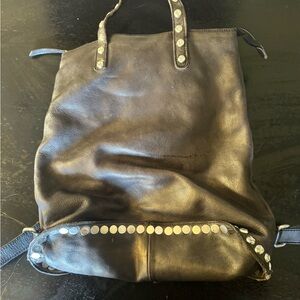 Free People Black Studded Leather Backpack